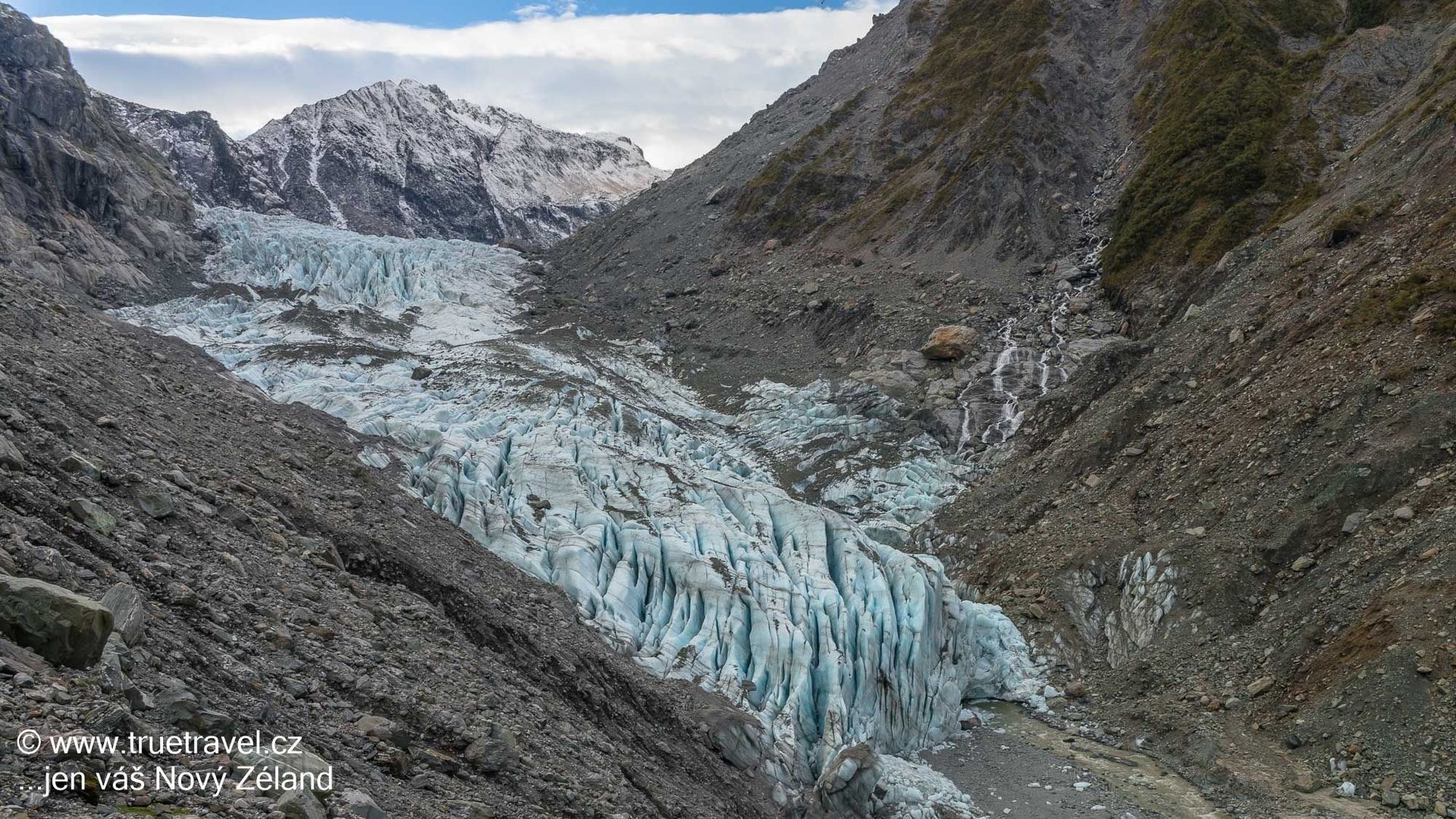 Ledovec Fox Glacier v roce 2014, Nový Zéland